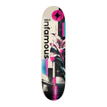 Infamous Flower skateboard deck, full deck visible on white background